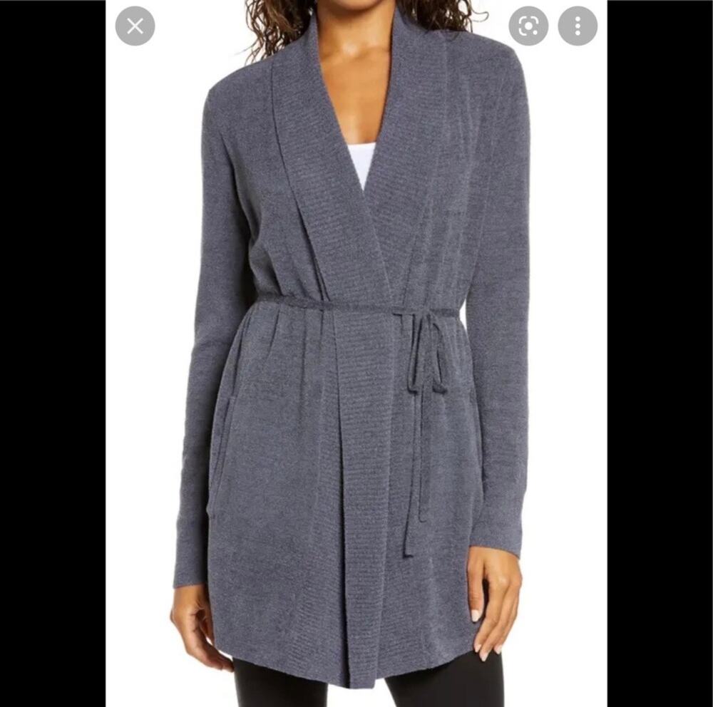 Barefoot Dreams Women's Small Gray Cozychic Ultra Light Long Cardigan NOWCU1469